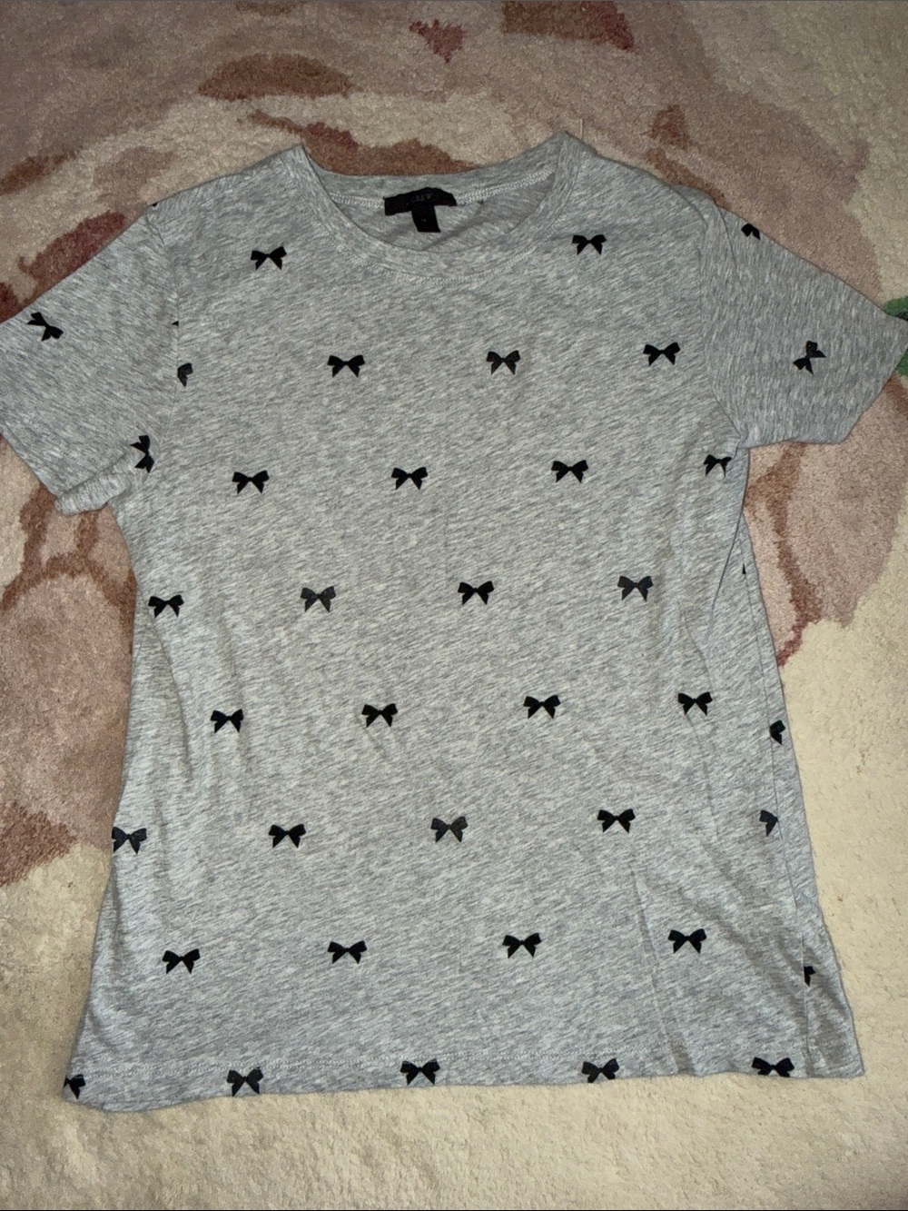 J. Crew Grey Short-Sleeve Tee with Black Bow Print